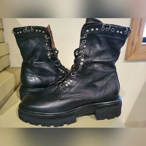 NIB A.S.98 HUBIE Black Leather Combat Boots 39